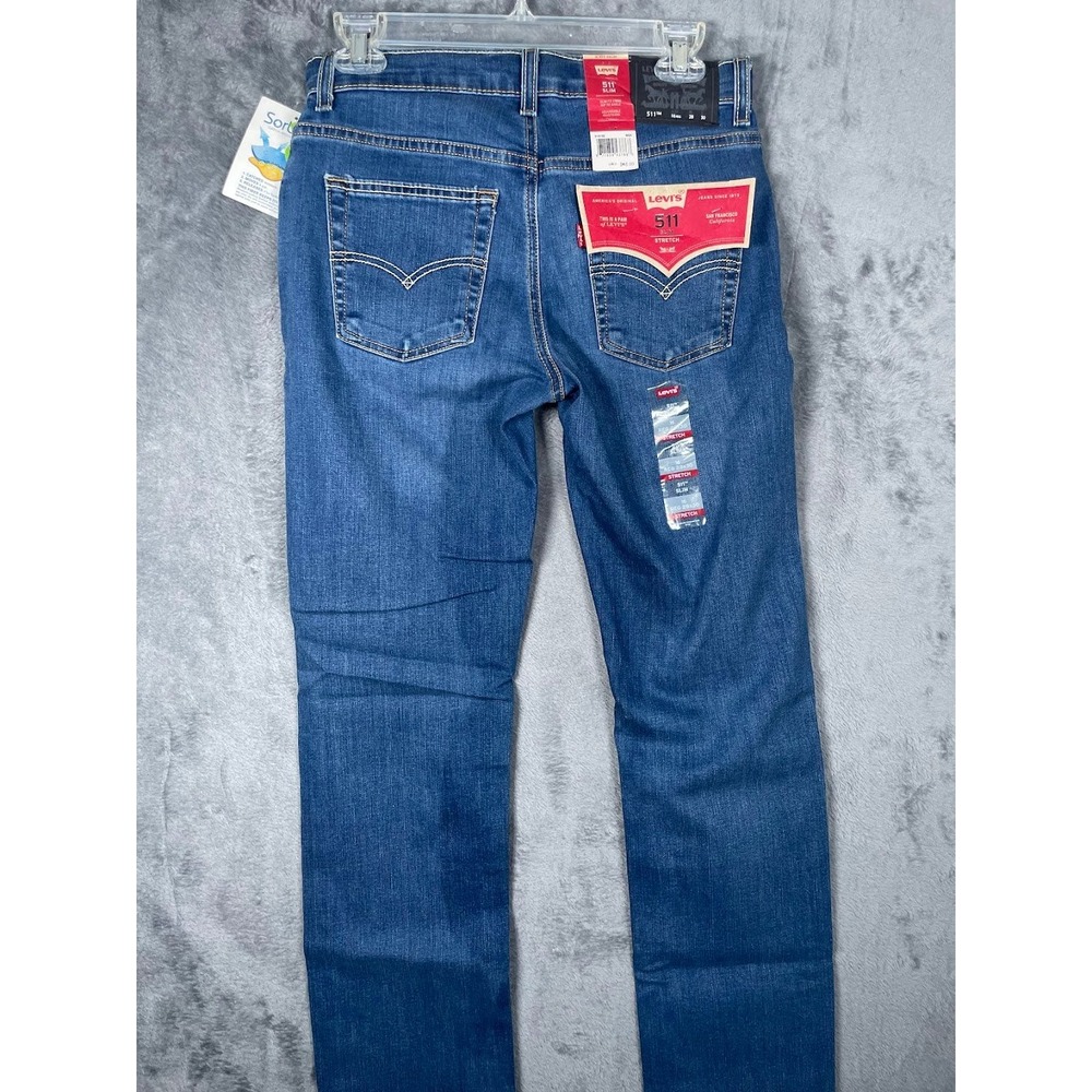 NWT Levis 511 Slim Fit Performance Jeans Boys Size 16 Reg 28x30 Blue Denim - Picture 4 of 8